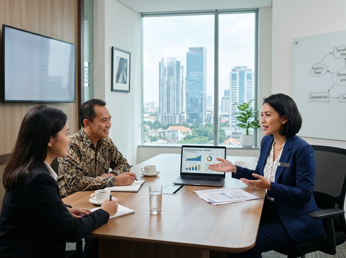 gambar business consultant bersama klien