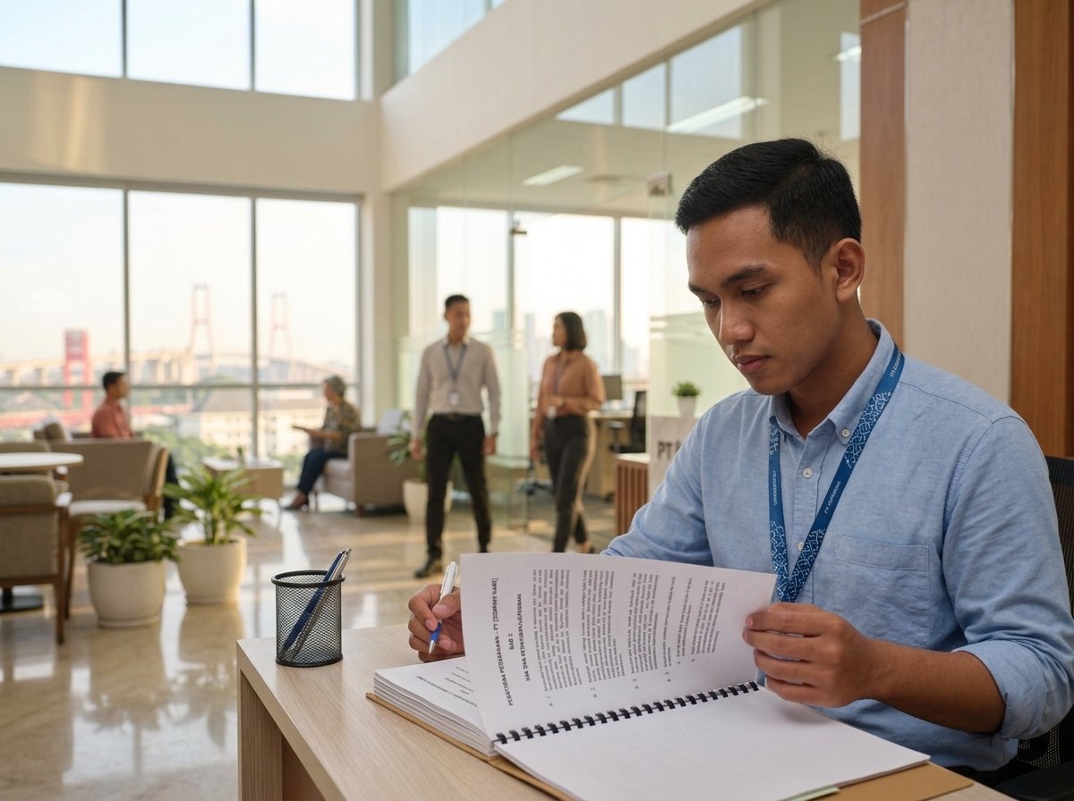 gambar orang baca peraturan perusahaan