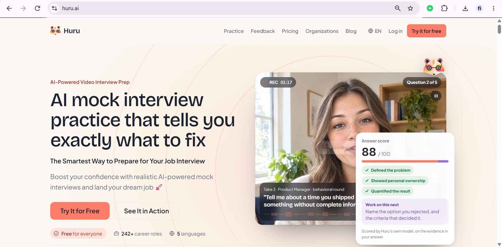 Huru AI untuk simulasi interview kerja