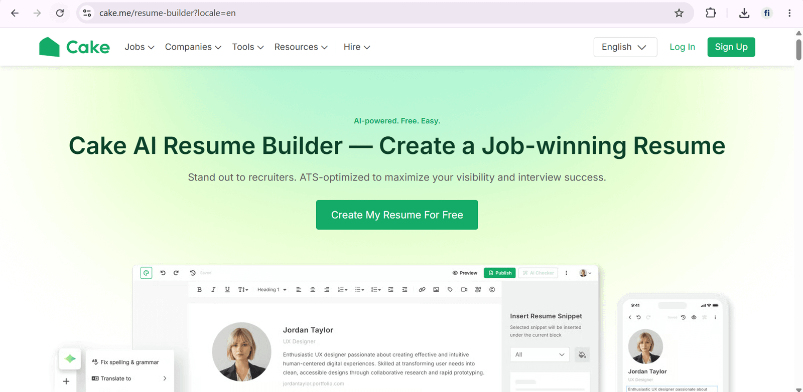 membuat cv ats di cake resume