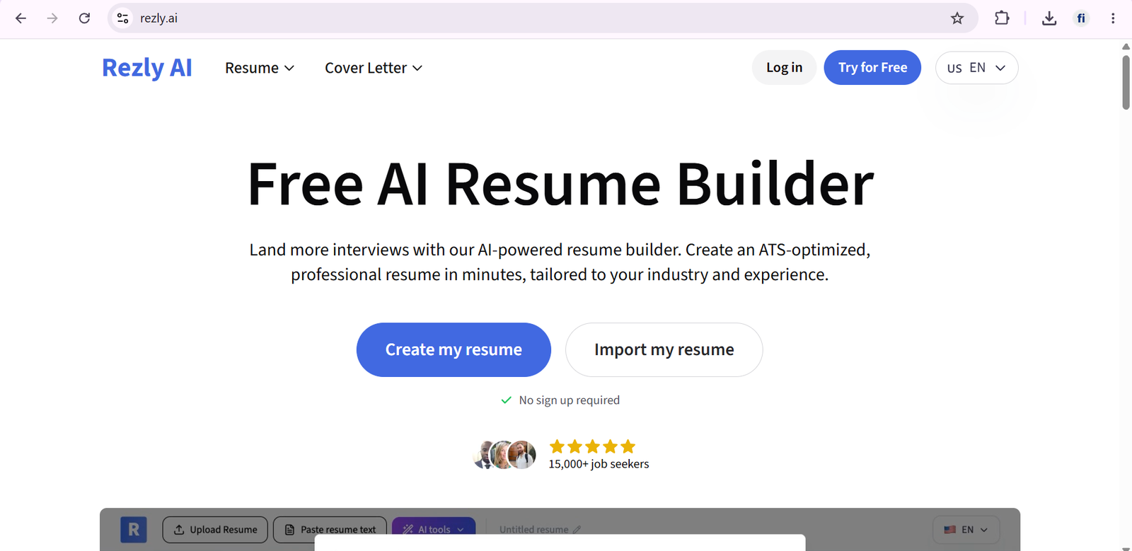 rezly ai untuk membuat cv ats